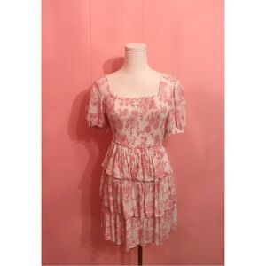 Pink Floral Tiered Dress